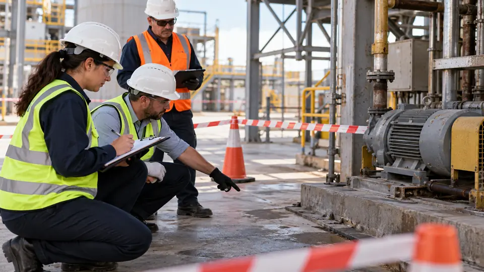 Equipe registra evidências em área industrial isolada
