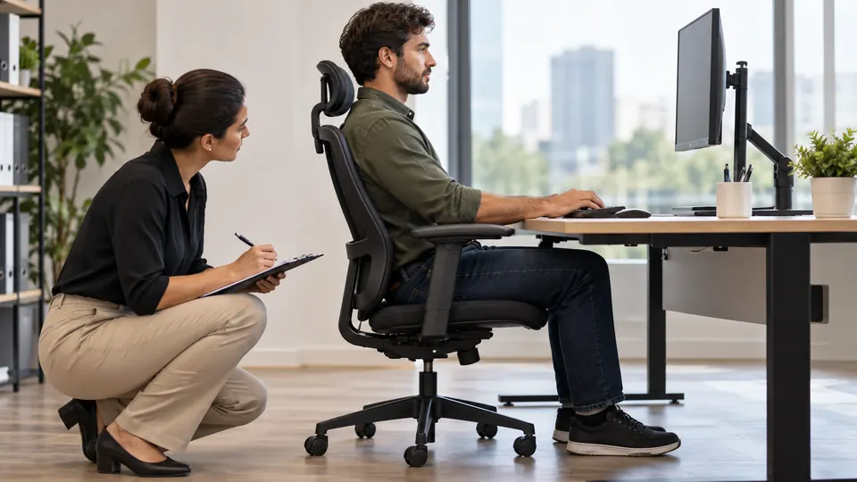 Avaliação da postura de um trabalhador em frente ao computador