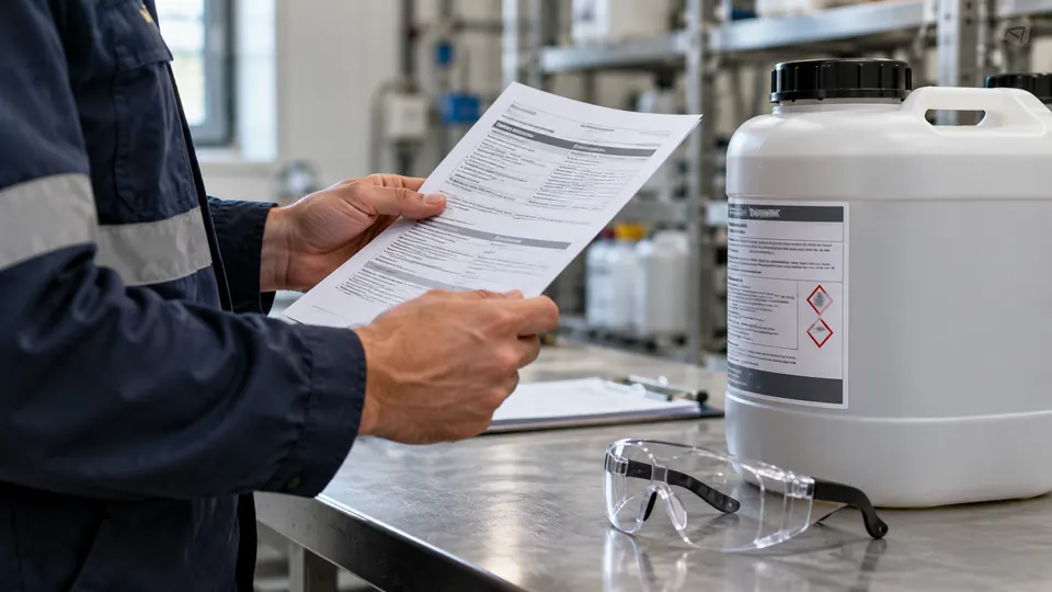 Consulta da ficha de segurança de um produto químico